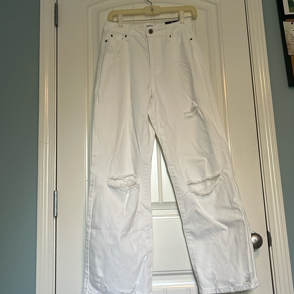 90's Baby Non Stretch Wide Leg Jeans - White